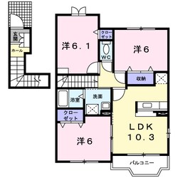 サニーグレイスＭ２号館の物件間取画像